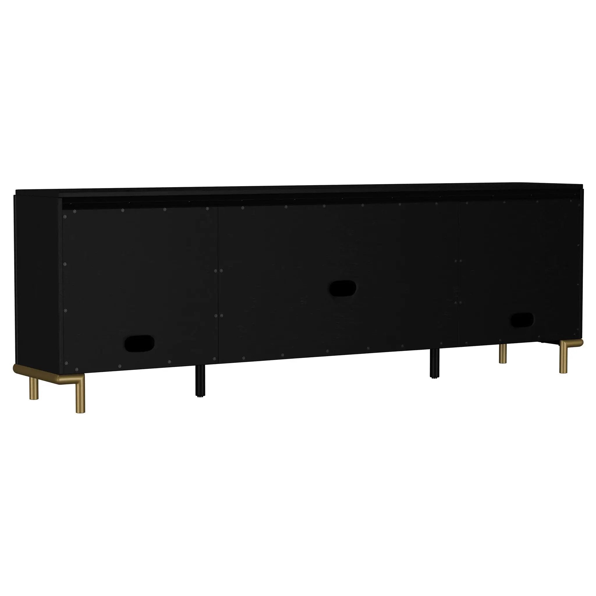 Arini Rattan Cane 2-door TV Stand Media Console Black by Unique Piece Furniture