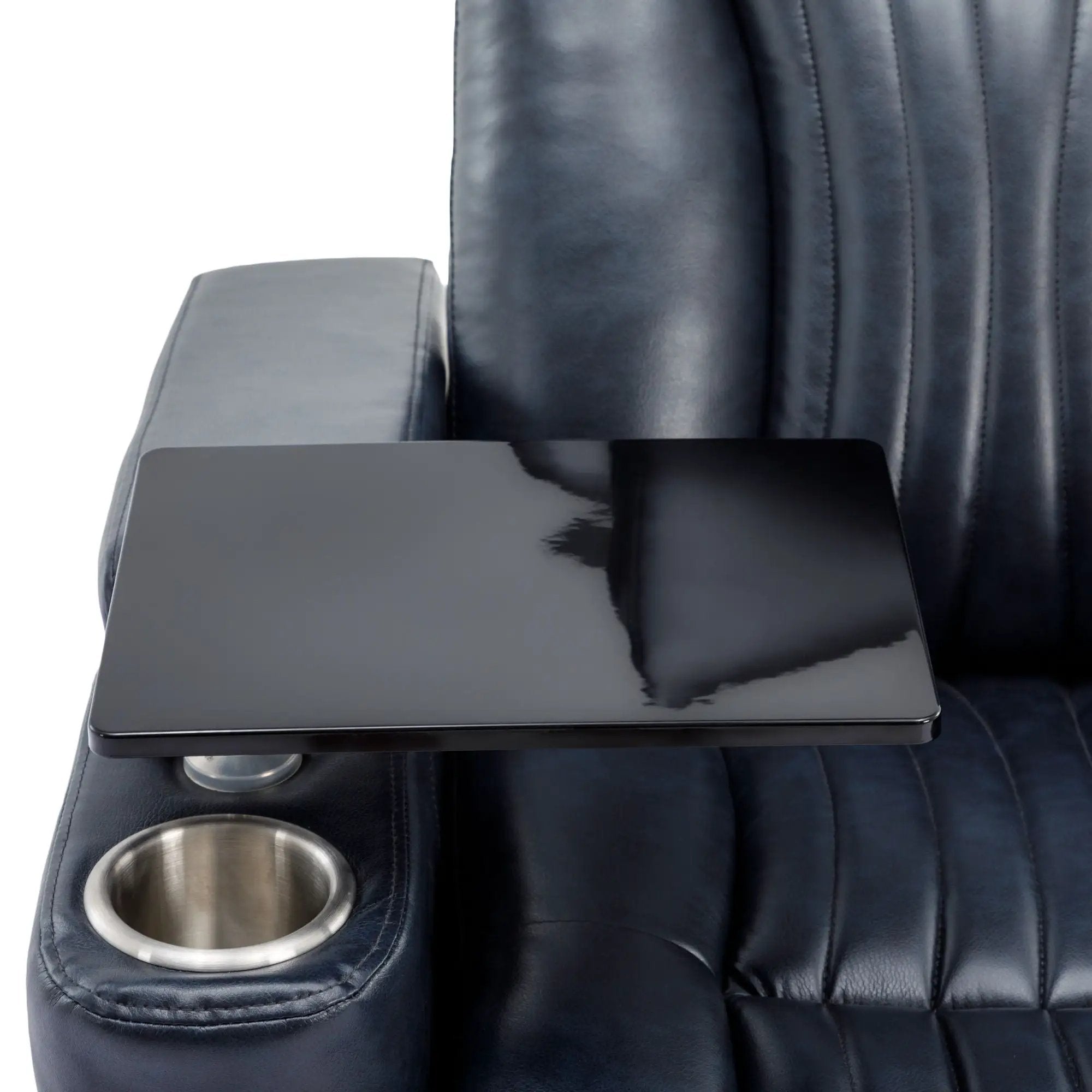 270° Power Swivel Recliner Home Theater Chair With Hidden Arm Storage, LED Light, Cup Holder, And Tray Table by HouseOfZazla