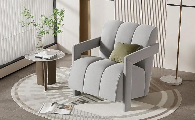 Modern Minimalist Leisure Armchair With L Shaped Armrests by HouseOfZazla