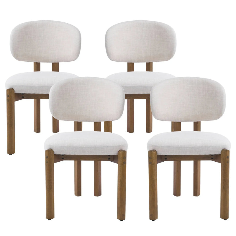 Beige Upholstered Mid-Century Dining Chair by HouseOfZazla