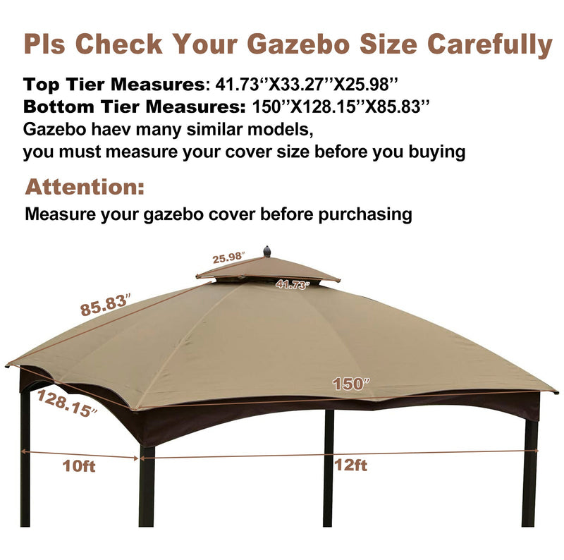 Replacement Canopy Top for Lowe's Allen Roth Heavy Duty 10x12 Gazebo by HouseOfZazla