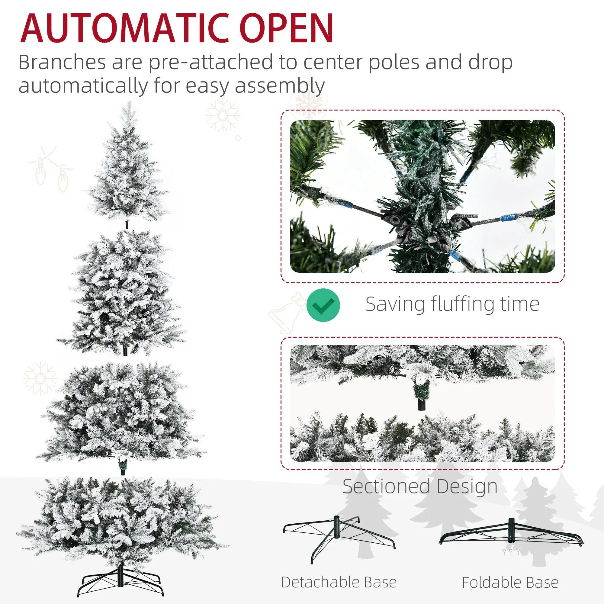 HOMCOM 9 Foot Pine Snow Flocked Artificial Christmas Tree by HouseOfZazla