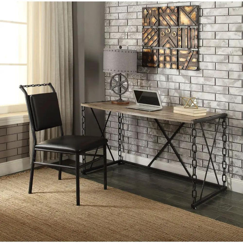 Jodie - Writing Desk (Same Ac00905) - Rustic Oak & Antique Black by Unique Piece Furniture
