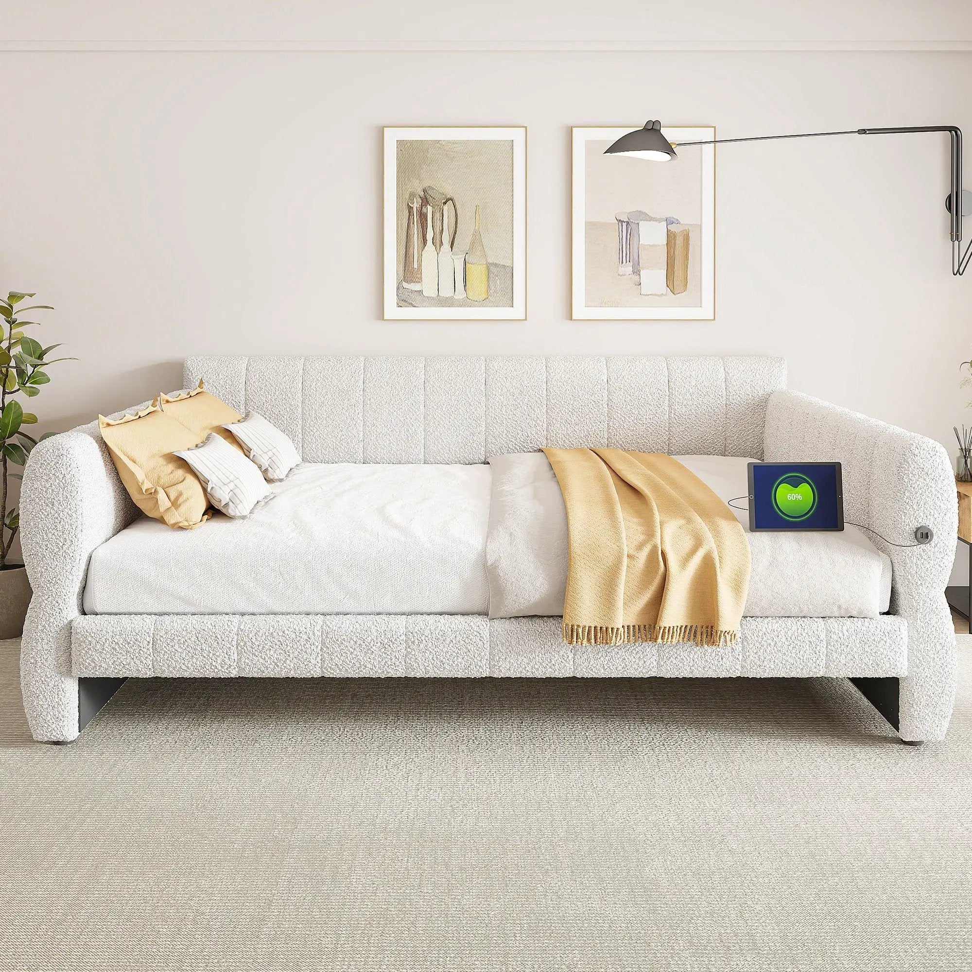 Upholstered Platform Bed With USB Charging by Unique Piece Furniture