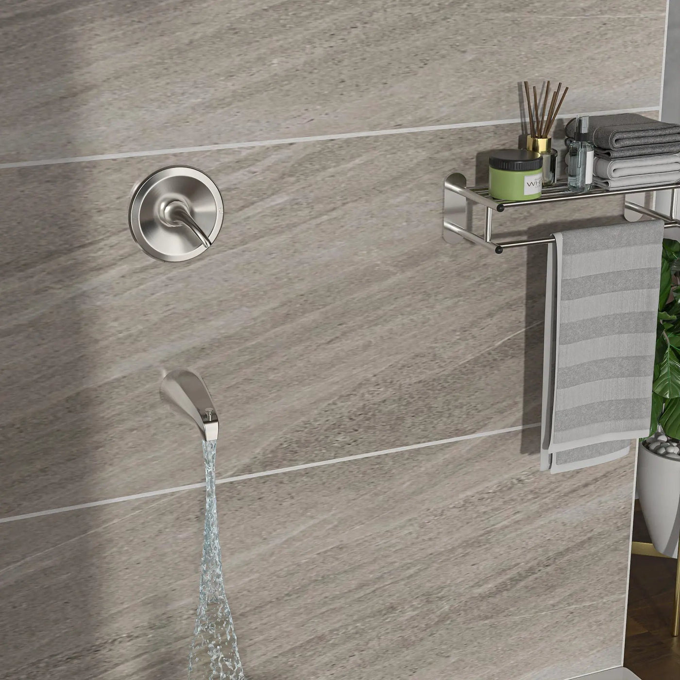 10" Round Rain Shower Head System With Waterfall Tub Spout, Wall Mounted, Stainless Steel by HouseOfZazla