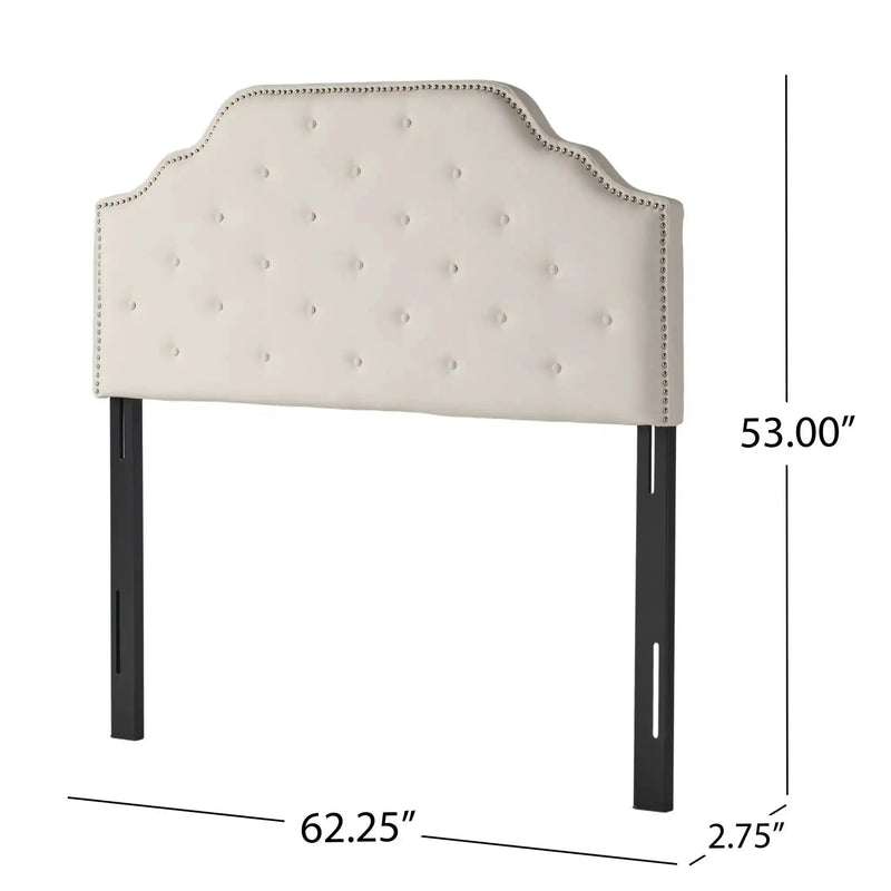 Charismatic Queen Size Headboard with Button Tufting and Nailhead Trim by HouseOfZazla