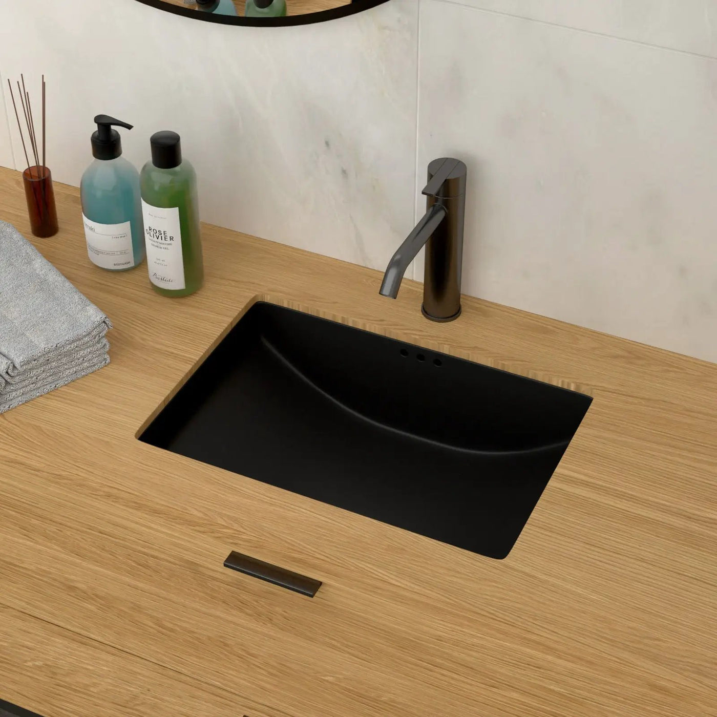 Modern Ceramic Undermount Bathroom Sink With Overflow, High Quality by HouseOfZazla