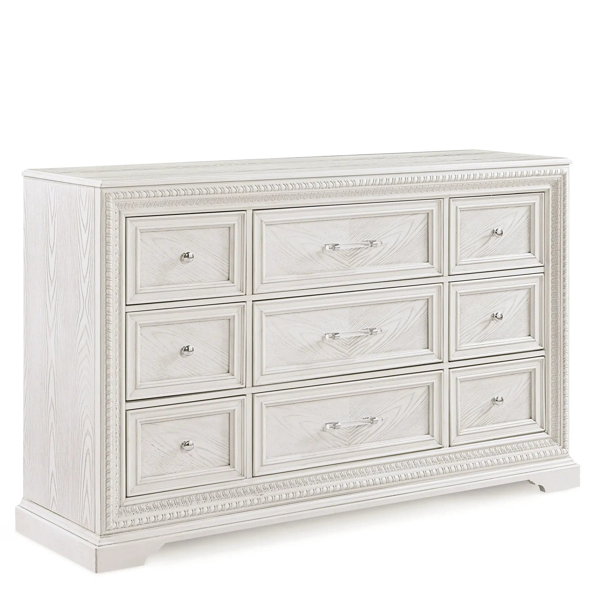 6 Drawer Storage Dresser Antique Wooden Bedroom Furniture - Antique White by HouseOfZazla