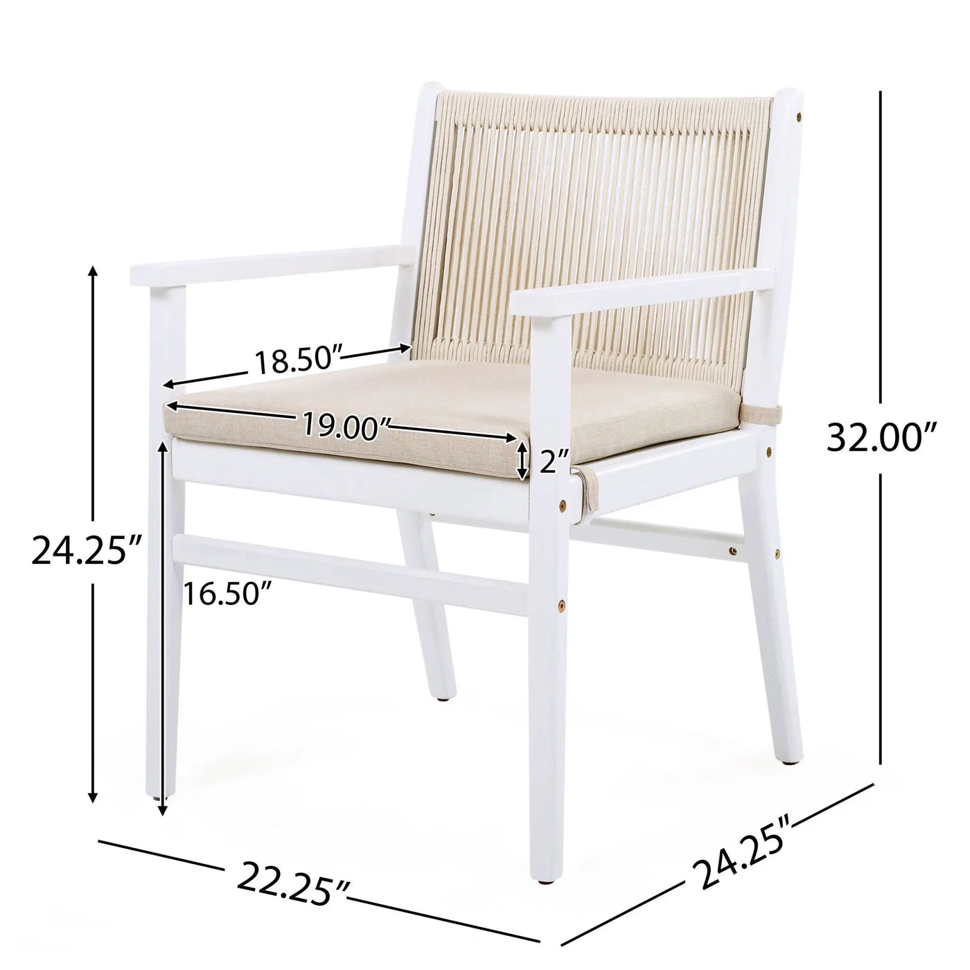 Outdoor Acacia Wood Patio Dining Armchair (Set of 2) by HouseOfZazla