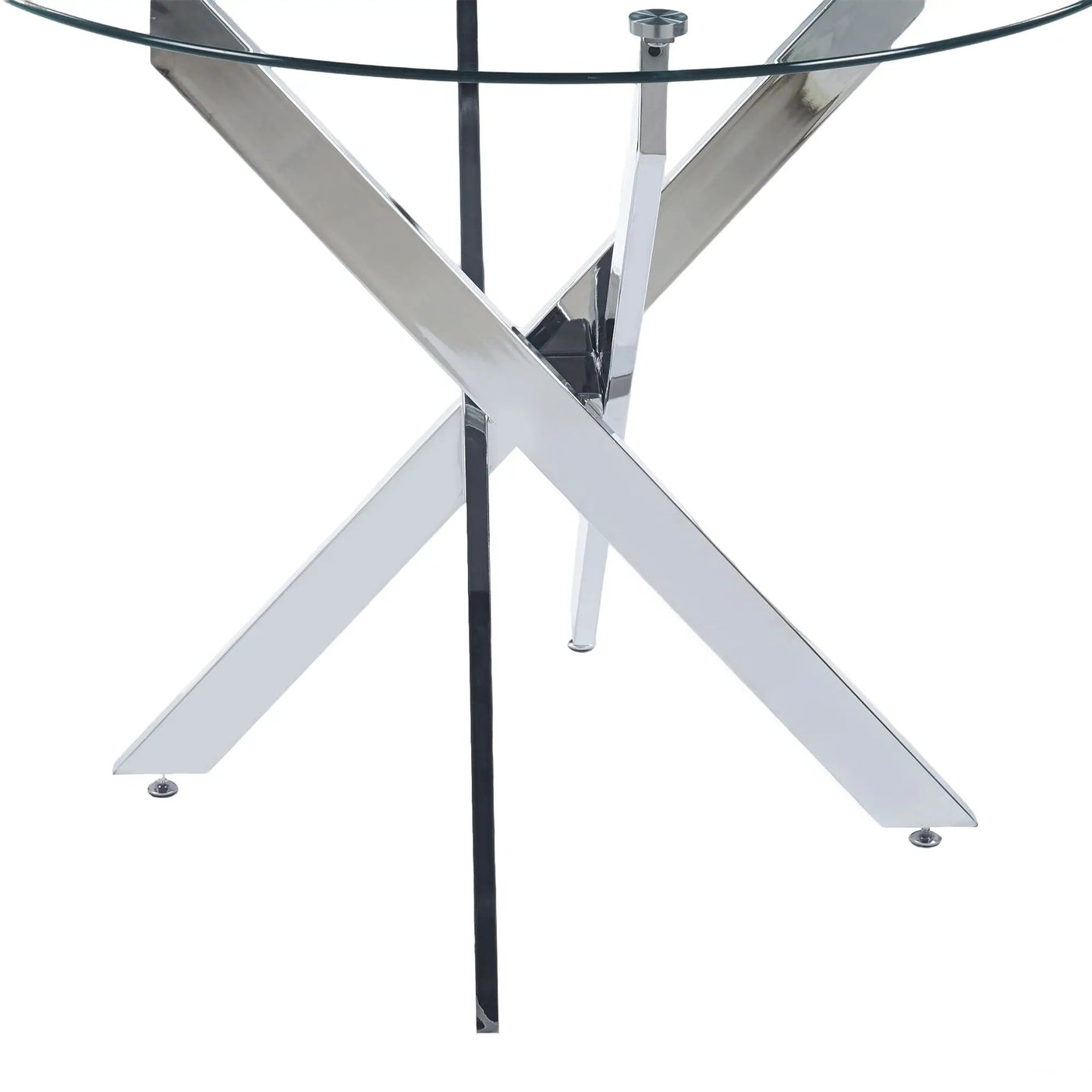 Dining Table With Cross Metal Leg And Tempered Glass, Modern Space Saving Kitchen Table For Living Room by HouseOfZazla