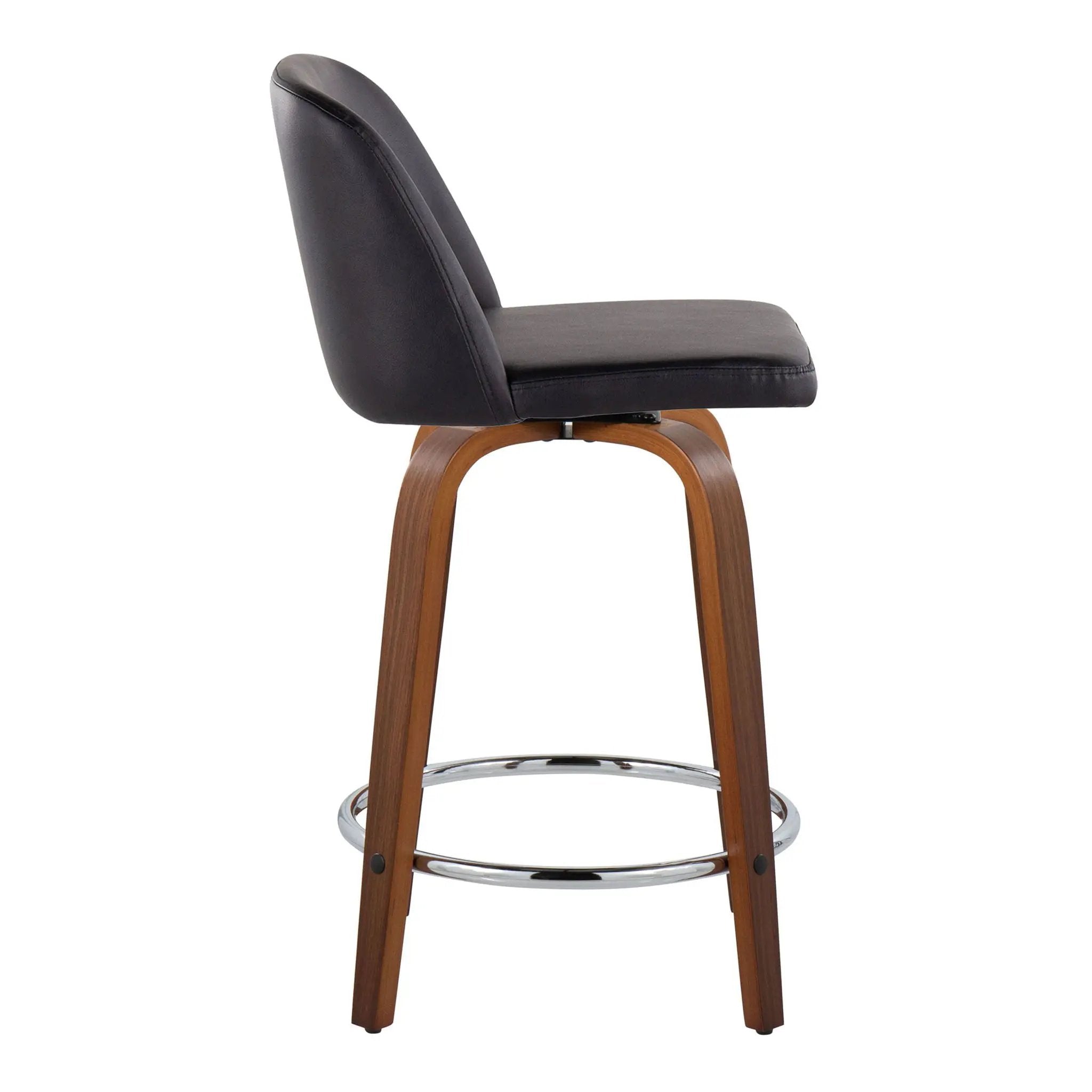 Toriano - Mid Century Modern Fixed Height Counter Stool With Swivel With Round Footrest (Set of 2) by HouseOfZazla