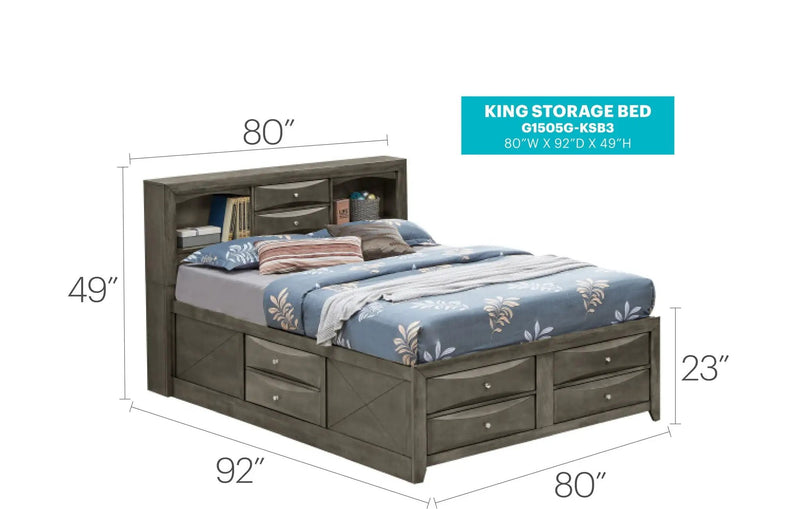Modern Design Storage Bed With Bookcase Headboard by Unique Piece Furniture