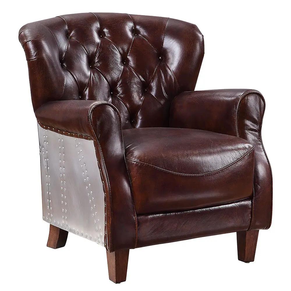 Brancaster - Accent Chair - Vintage Brown & Aluminum by Unique Piece Furniture