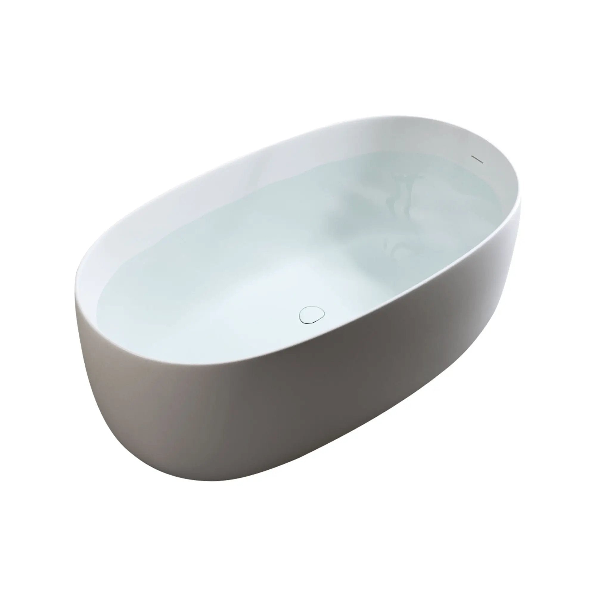 Independent Solid Surface Resin Stone Bathtub, A Modern Designed Independent Bathtub With Pop-Up Drainage And Overflow Pipes, Suitable For Small Households - Matte White by HouseOfZazla