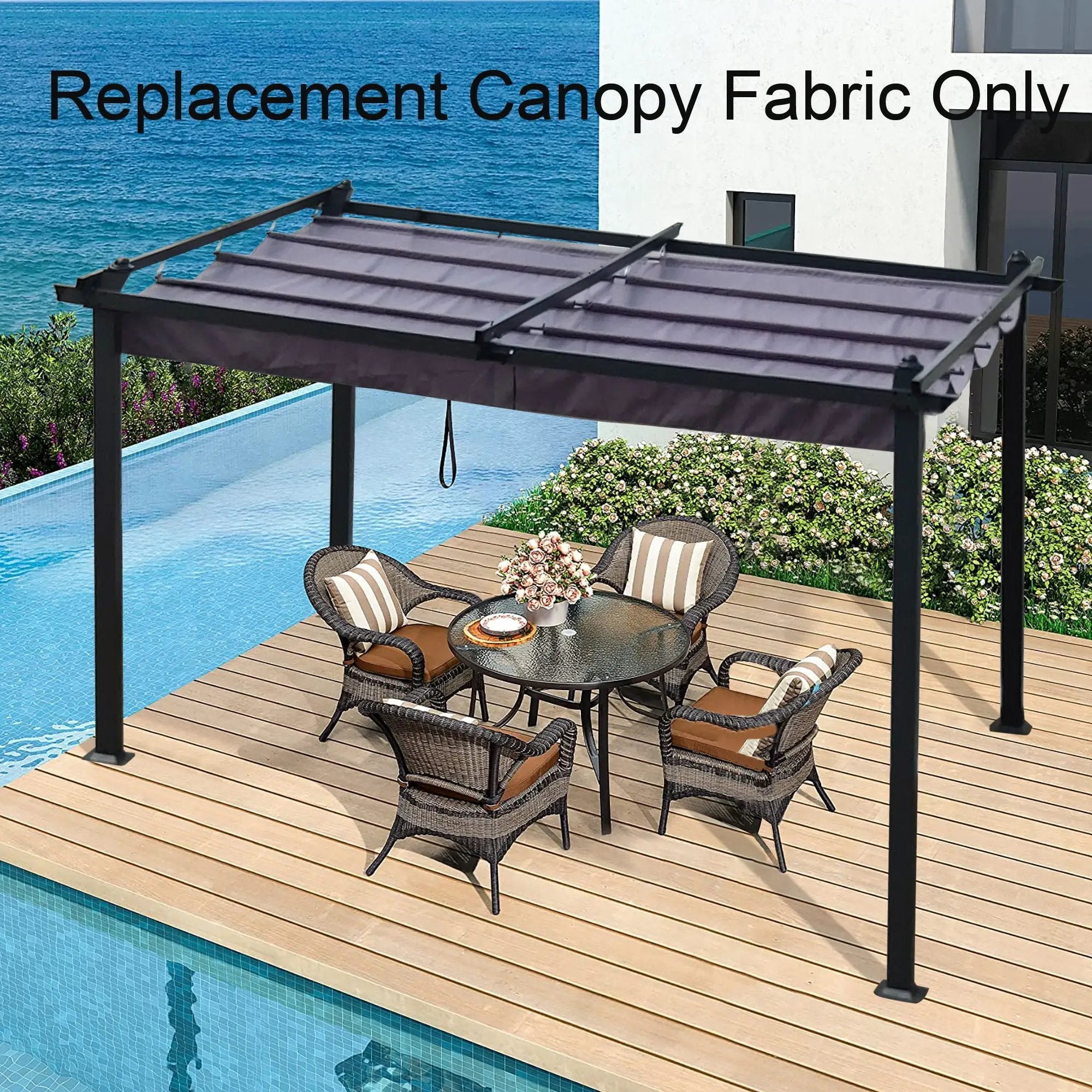 Replacement Canopy Top Cover Fabric For Outdoor Patio Retractable Pergola Sun-Shelter Canopy by Unique Piece Furniture