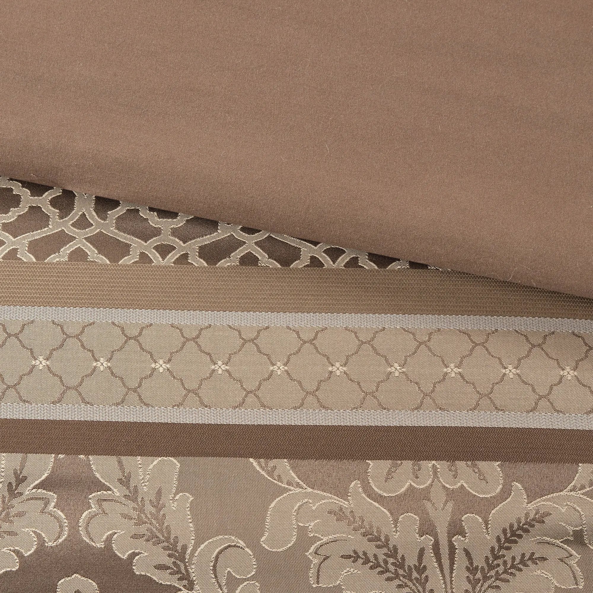 7 Piece Jacquard Comforter Set Brown/Gold Queen by HouseOfZazla