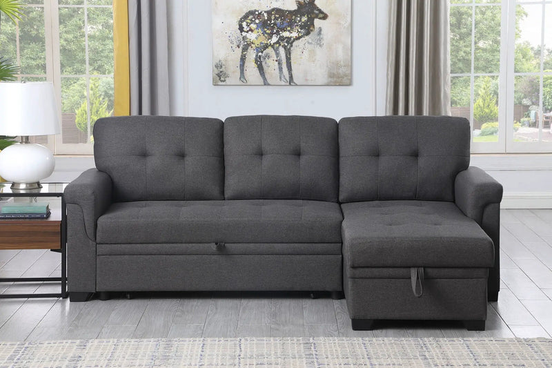 Lucca - Reversible Sleeper Sectional Sofa With Storage Chaise by HouseOfZazla