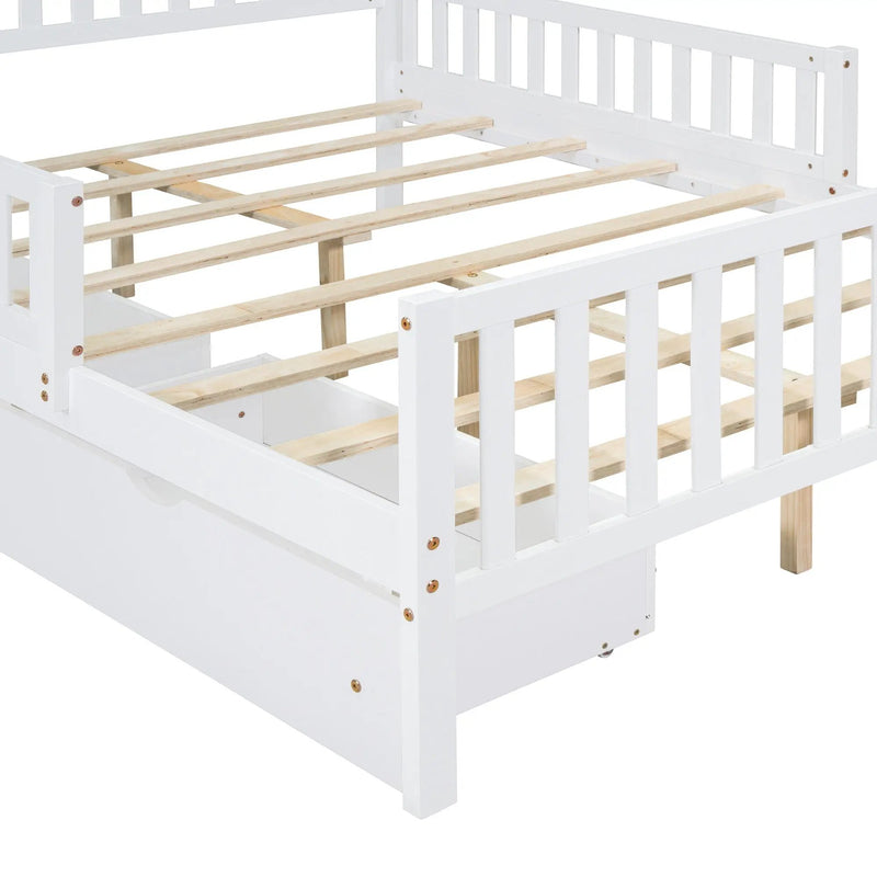 Platform Bed With Guardrails On Both Sides And 2 Storage Drawers by Unique Piece Furniture