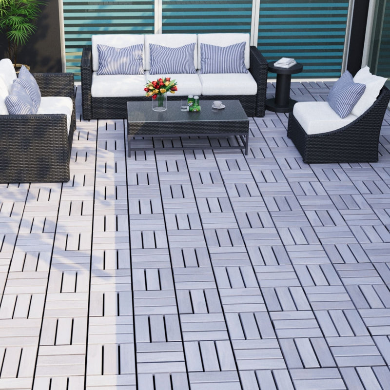 Acacia Wood Interlocking Deck Tiles Checker Pattern For Outdoor Flooring by HouseOfZazla
