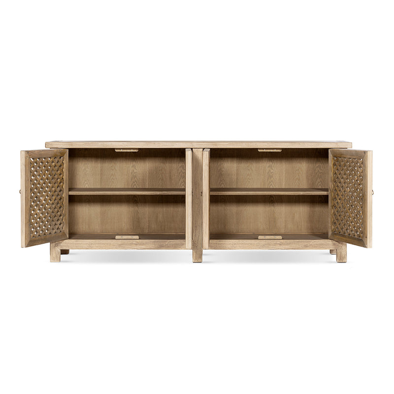 Arden 97" Extra Long Reclaimed Pine Lattice Front Sideboard – Heritage Light, photo 6 of 10