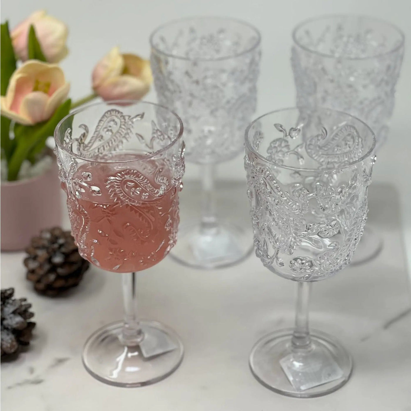 Paisley Acrylic Wine Glasses (Set of 4) by HouseOfZazla