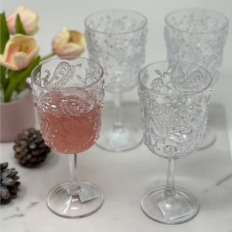 Paisley Acrylic Wine Glasses (Set of 4) by HouseOfZazla