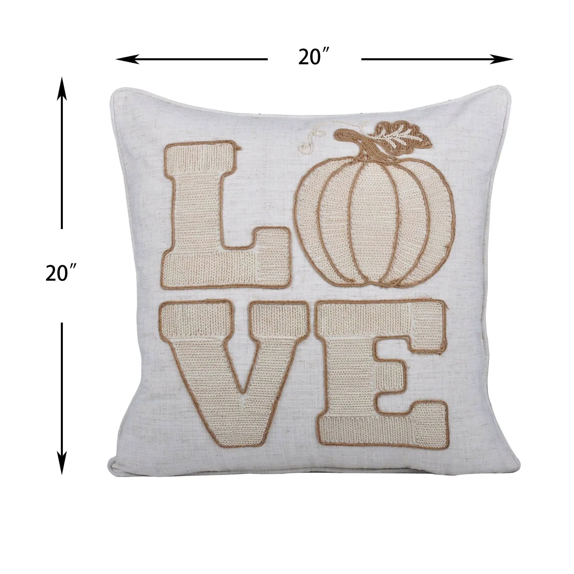 Love Pumpkin Embroidered Throw Pillow - Natural by HouseOfZazla