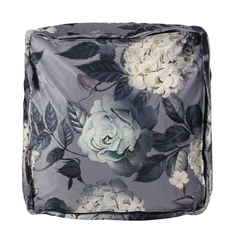 Hazel - Large Square Pouf With Flower Print by Unique Piece Furniture