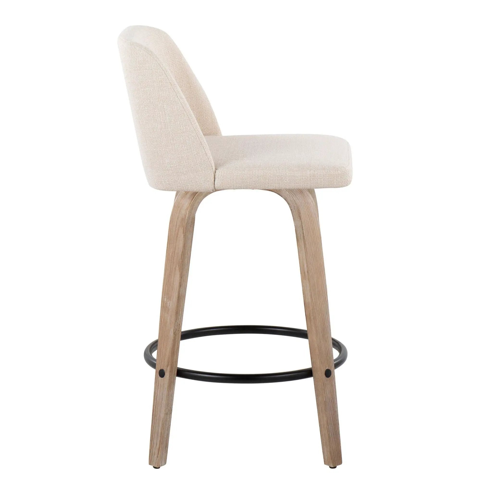 Toriano - Contemporary Fixed-Height Counter Stool & Swivel With Round Footrest (Set of 2) by Unique Piece Furniture