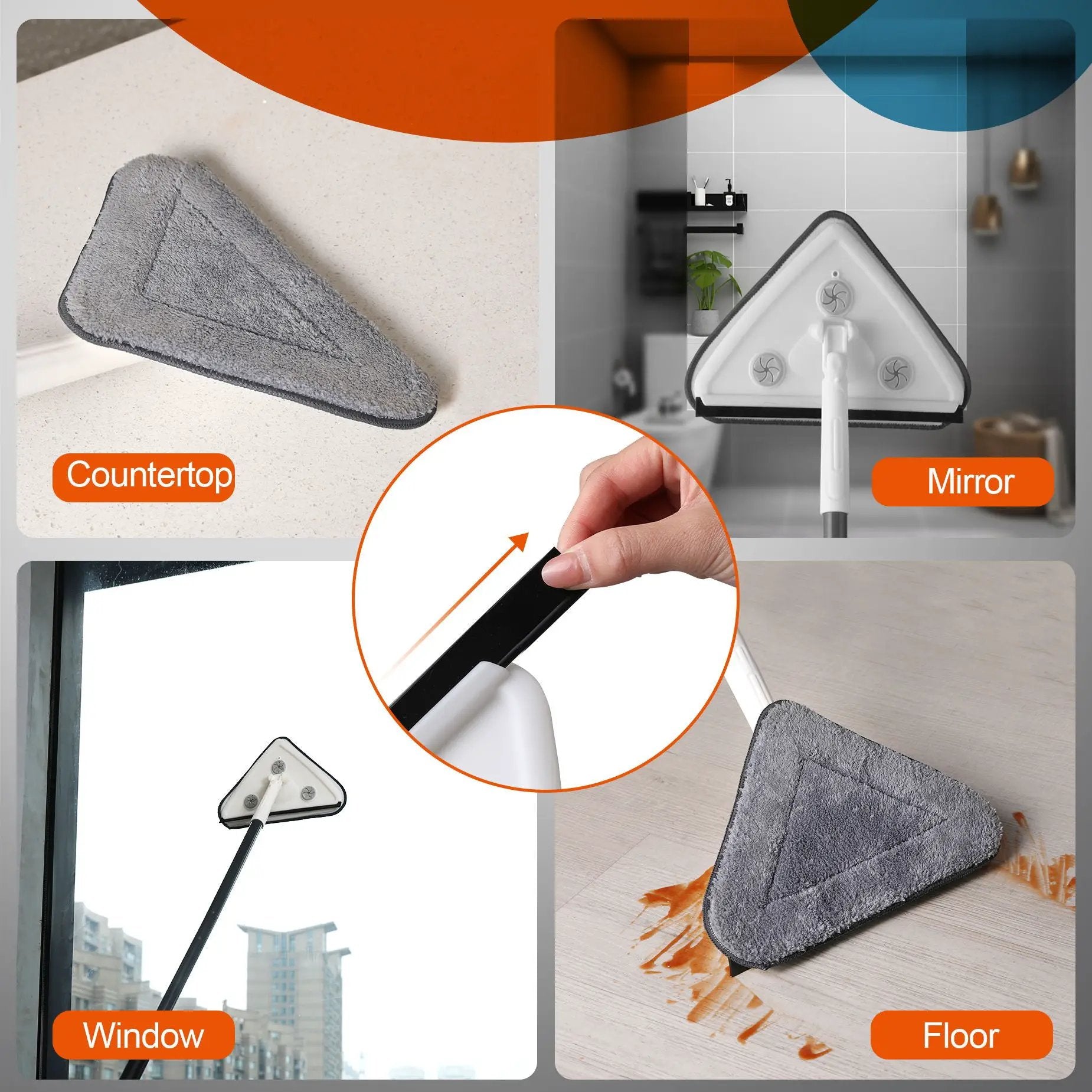 Effortless Wall Cleaning Mop With Disposable Pads, Versatile Triangle Design - White by HouseOfZazla