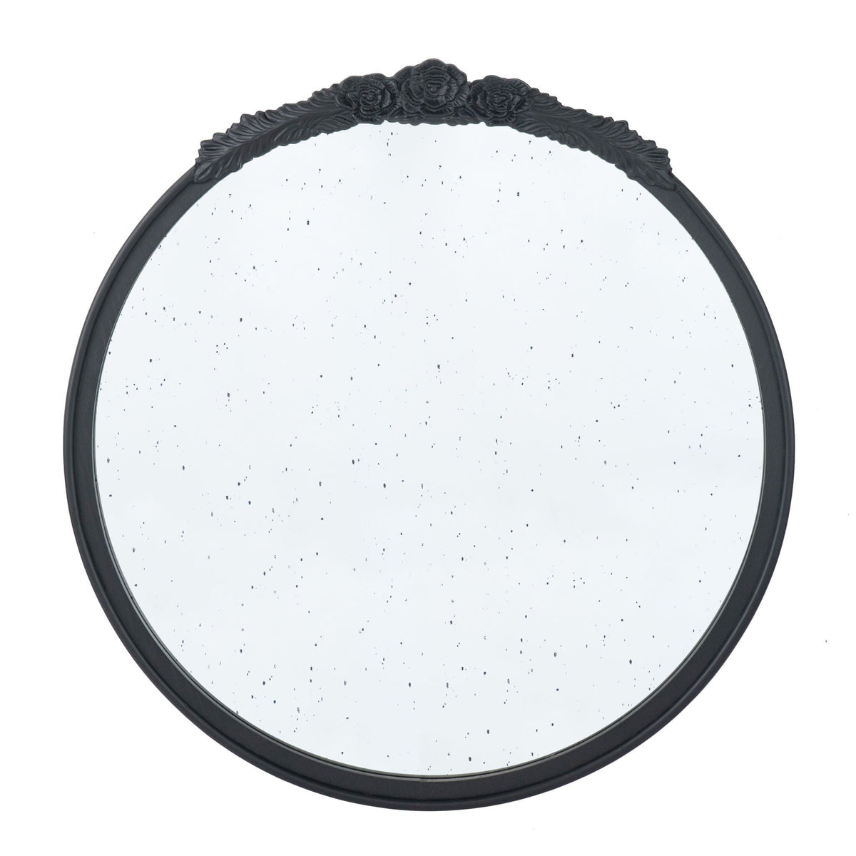 Round Hand Carved Rose Antique Wall Mirror with Intricate Detailing - Light Brown or Black, photo 16 of 22