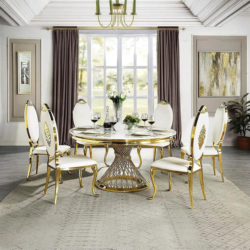 Fallon - Side Chair (Set of 2) - White Velvet & Mirrored Gold by Unique Piece Furniture