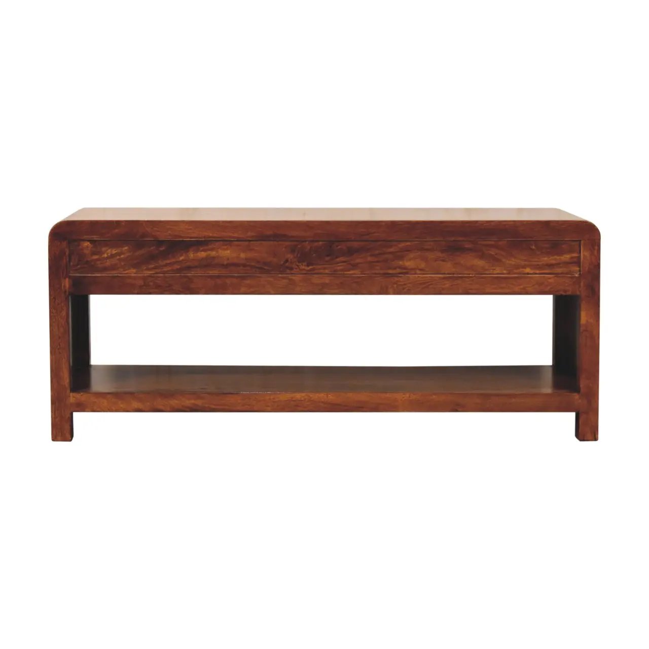 Solid Wood Aspen Media Unit, 3-Drawers, Open Slot, Chestnut by HouseOfZazla