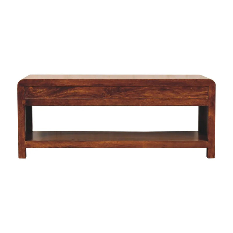 Solid Wood Aspen Media Unit, 3-Drawers, Open Slot, Chestnut by HouseOfZazla