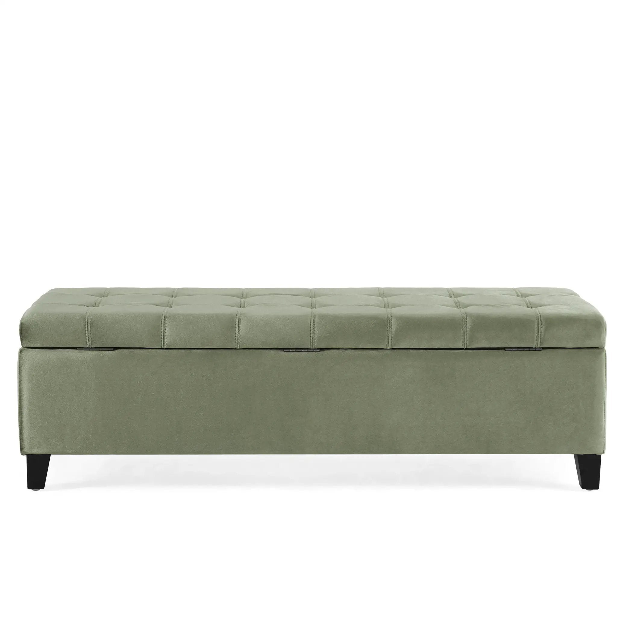 Wendover Elegant Tufted Storage Bench With Lift-Up Top And Birch Wood Legs by HouseOfZazla