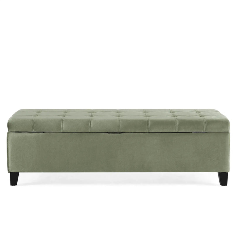 Wendover Elegant Tufted Storage Bench With Lift-Up Top And Birch Wood Legs by HouseOfZazla