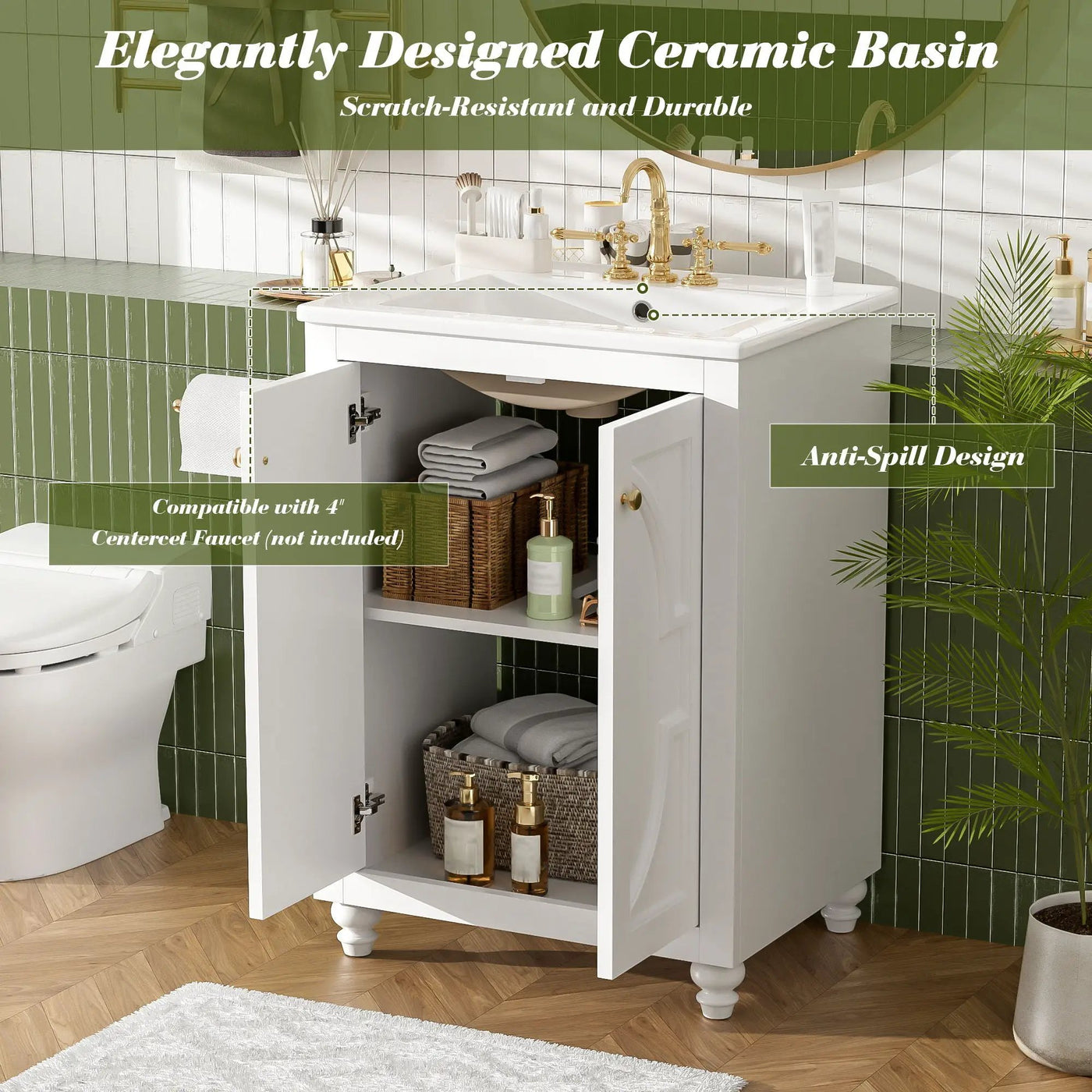 Bathroom Vanity With Ornate Elliptical Motif, Soft Close Hinges by HouseOfZazla