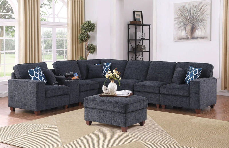 Gina - Sectional Sofa With Ottoman - Black by HouseOfZazla