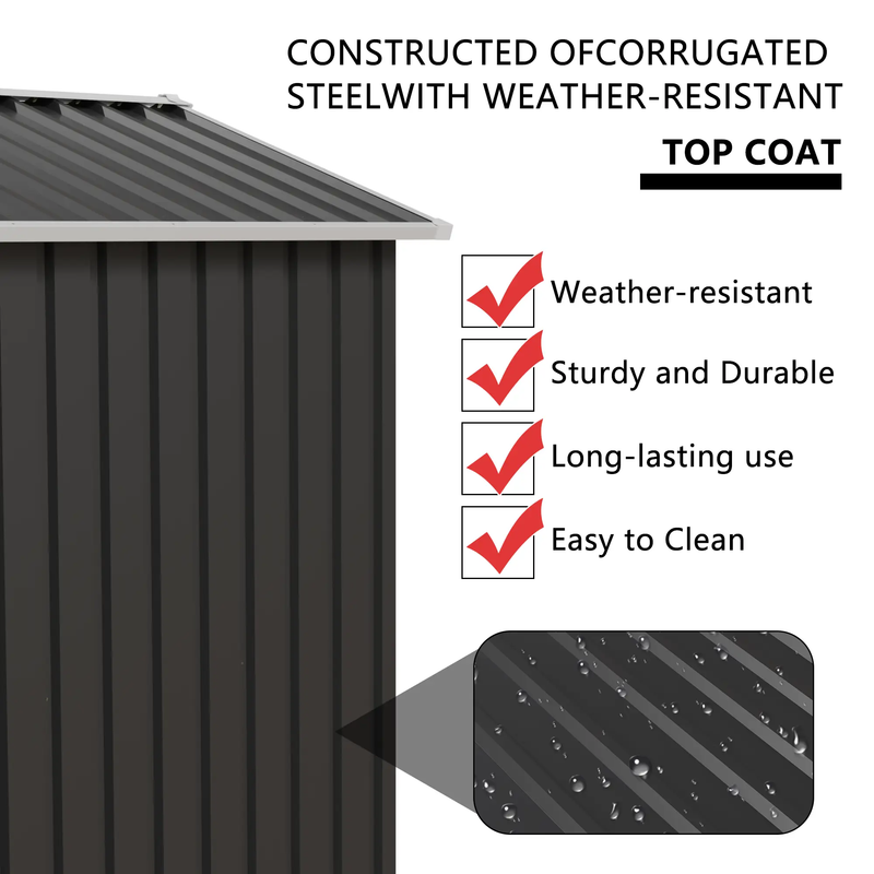5.4x4.27 FT Outdoor Storage Shed with Hinge Door by HouseOfZazla