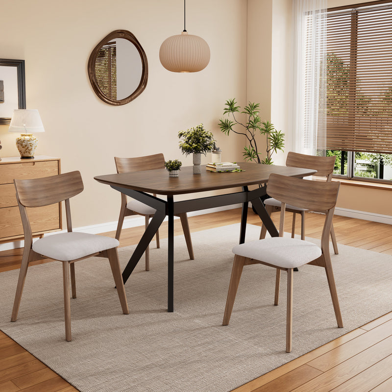 5-Pieces Upholstered Dining Set With Rubberwood Frame by HouseOfZazla