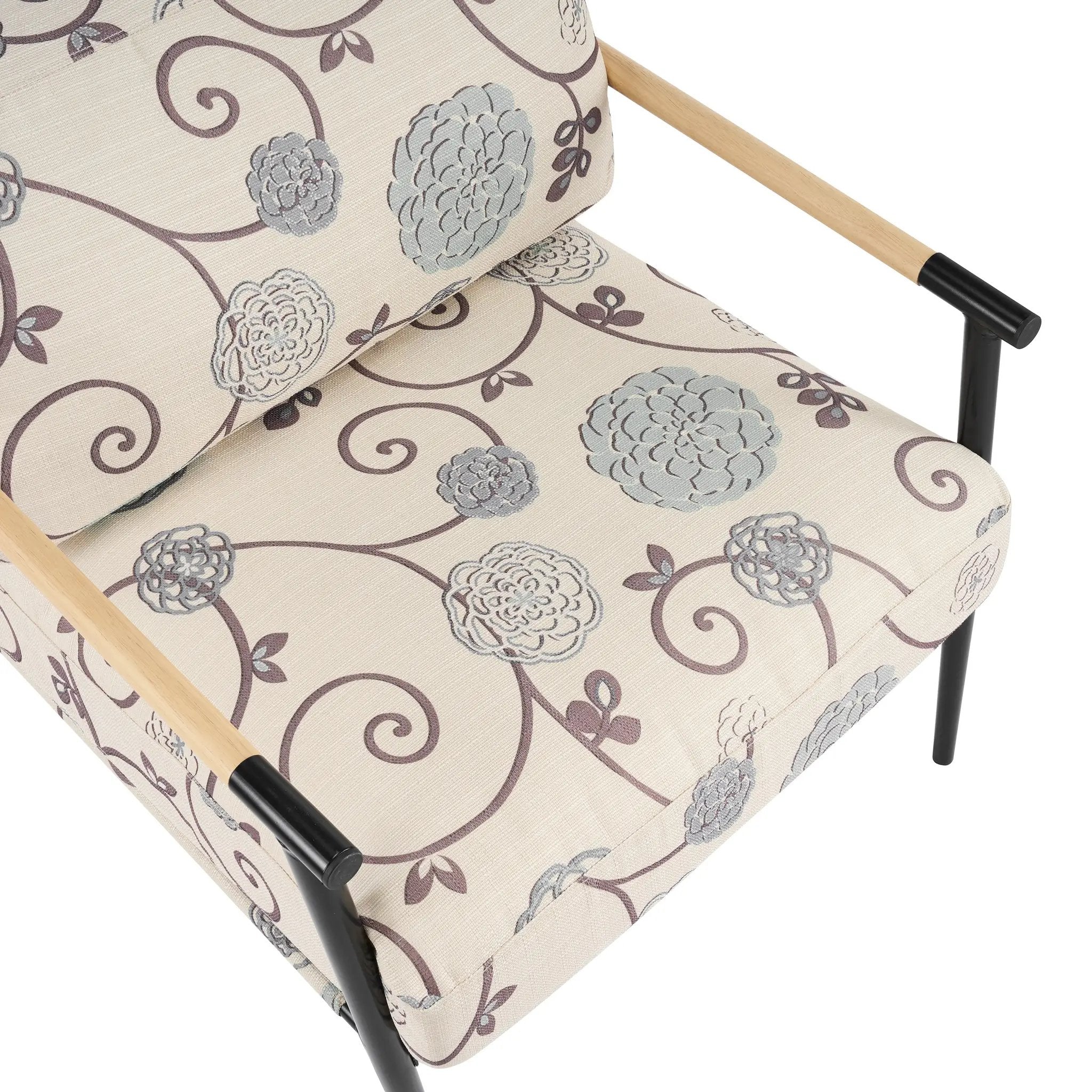 27.56" Modern Accent Chair with Plush Cushions and Wooden Armrests by HouseOfZazla
