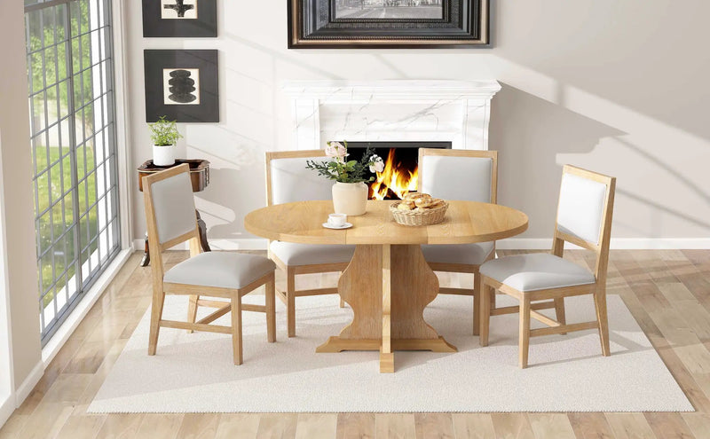 TREXM Farmhouse 5-Piece Dining Table Set by HouseOfZazla