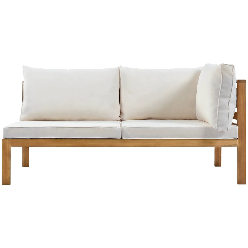 Wood Structure Outdoor Sofa Set with Beige Cushions by HouseOfZazla
