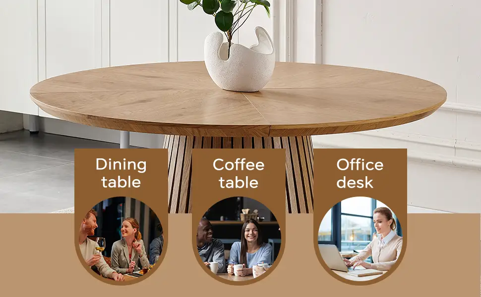 Wooden Dining Table - Modern Round Design for Versatile Use by HouseOfZazla