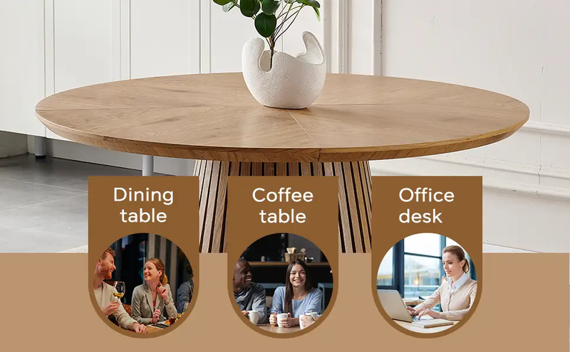 Wooden Dining Table - Modern Round Design for Versatile Use by HouseOfZazla