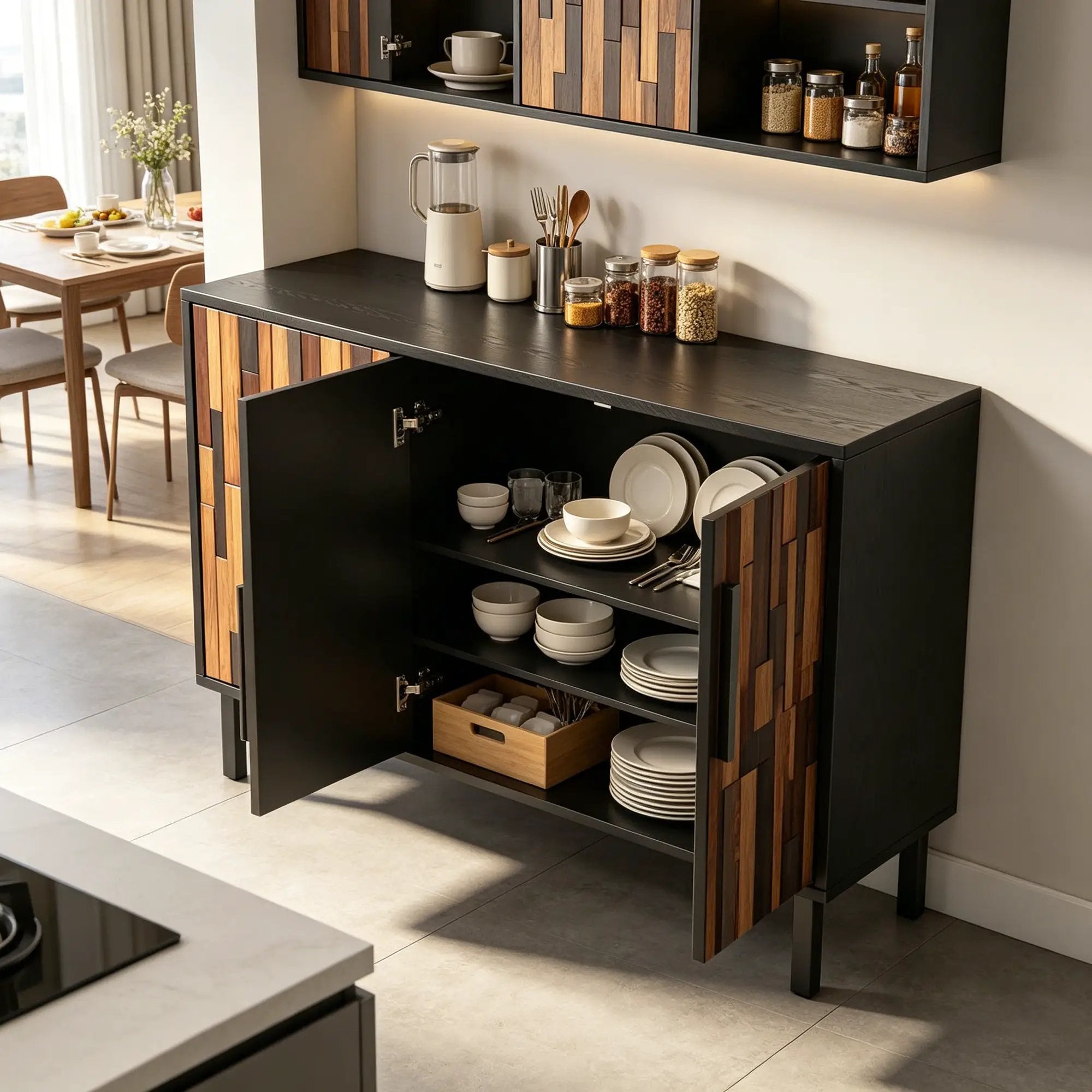 Farmhouse Rustic Sideboard With Straight Wood Pattern by HouseOfZazla