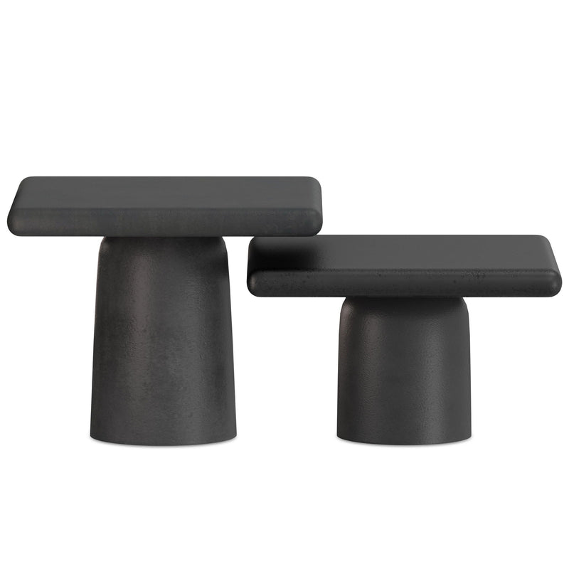 Zachary 2 Piece Cast Aluminum Coffee Table Set with Textured Finish - Black, photo 10 of 14