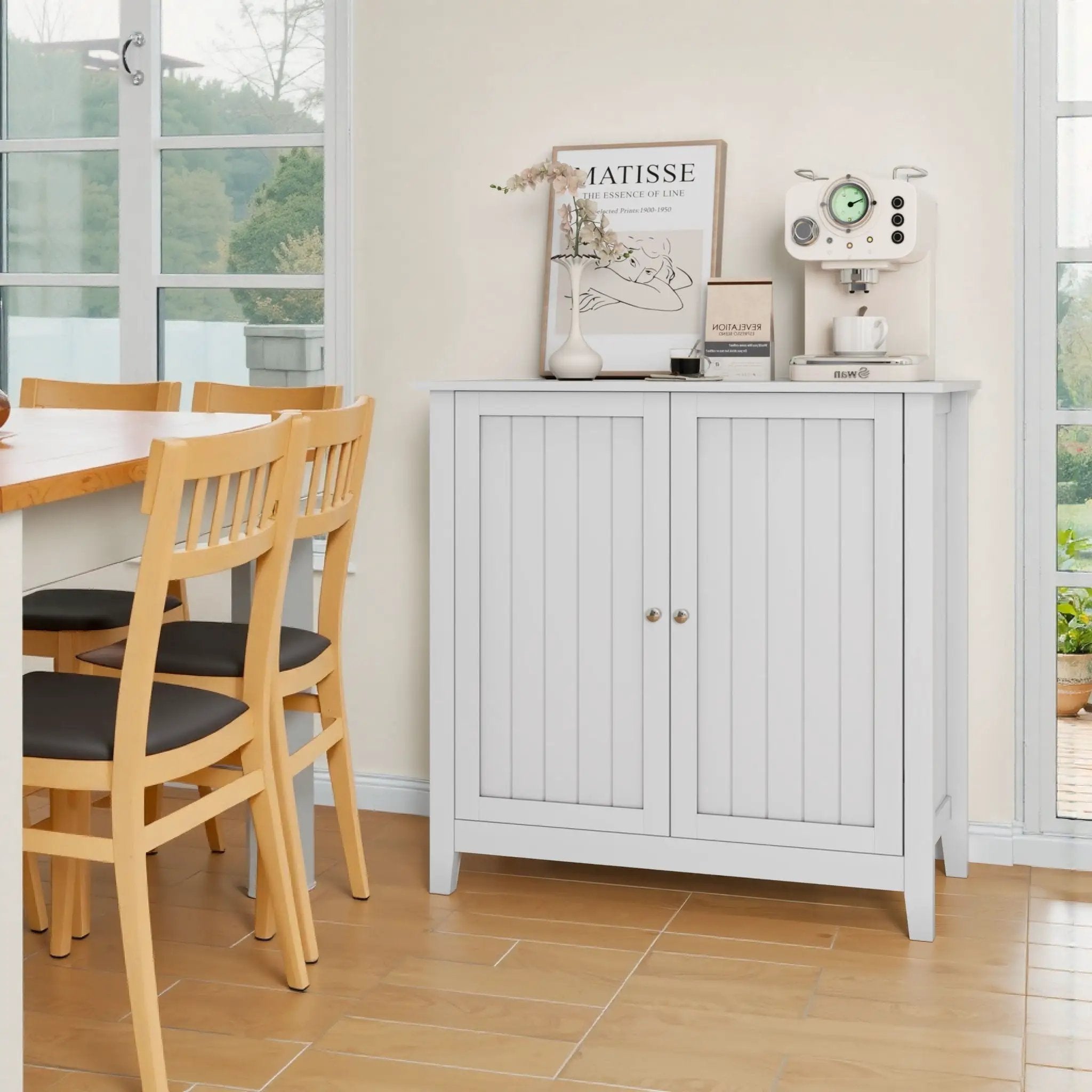 Double Door Storage Cabinet With Knobs - White by Unique Piece Furniture