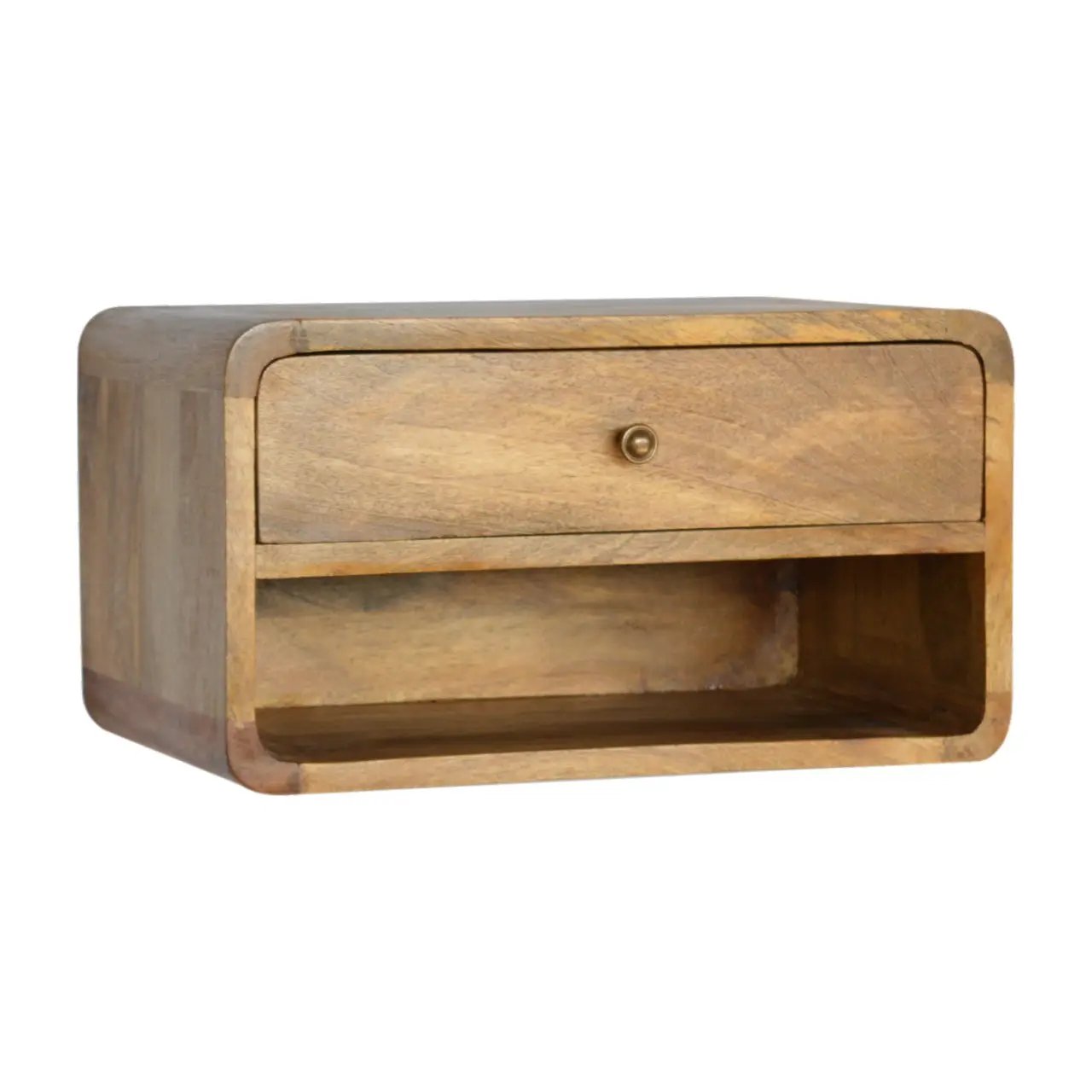 Solid Wood Floating Curve Open Slot Nightstand by HouseOfZazla