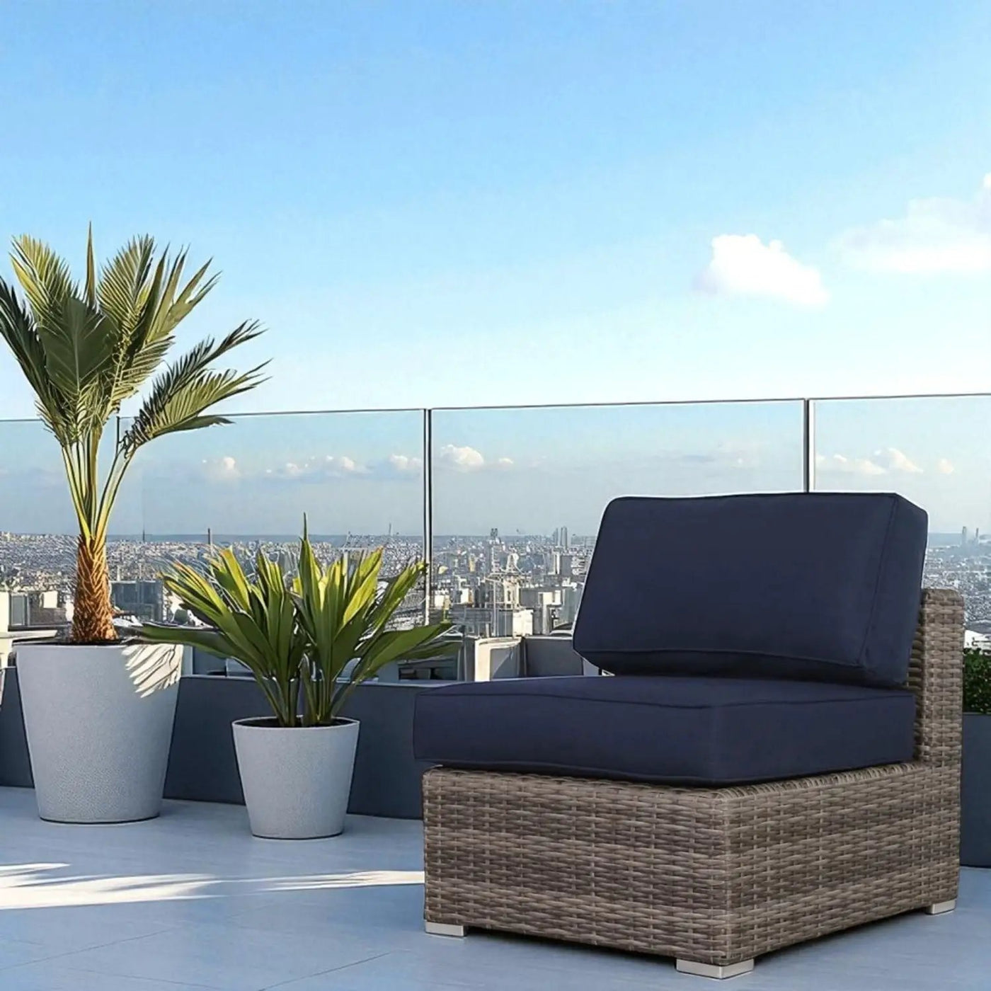 Wide Armless Outdoor Chairs With Cushions (Set of 2) by HouseOfZazla